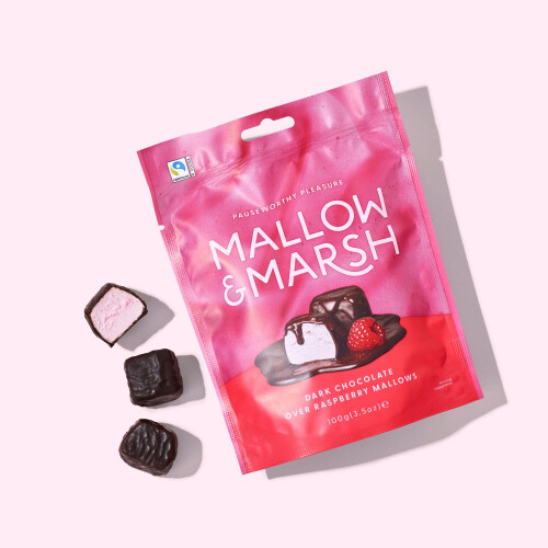 Mallow & Marsh Raspberry Coated in 70% Dark Chocolate Marshmallow 1