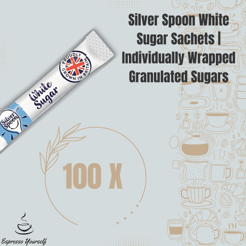 200x Sugar Sachets – 100 White Silver Spoon  100 Brown Billington’s Su