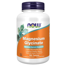 Now Foods Magnesium Glycinate | High Absorption Magnesium Supplement | Nervous System Support, Dietary supplement, Vegan/Vegetarian - 180 Tablets