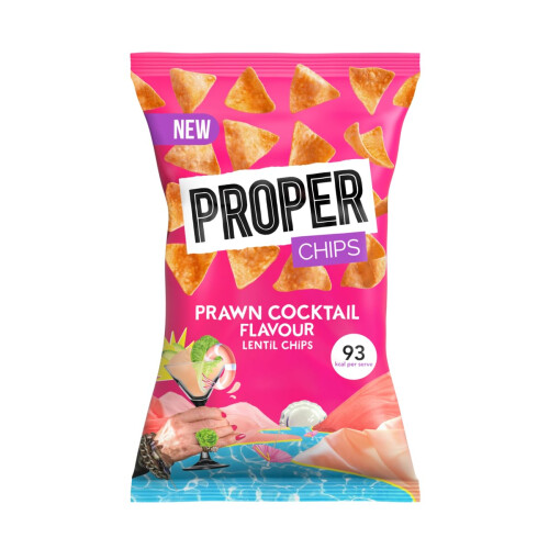 PROPER Prawn Cocktail Lentil Chips, 8 X 85g, Crisps Snacks 1