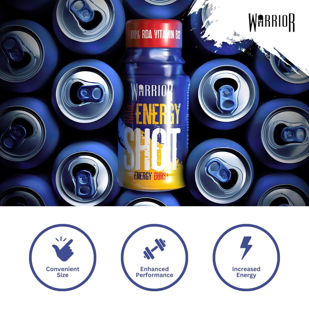 Warrior Rage Energy Shots Pre Workout Shot Drink 12 X 60Ml Rtd Fuel