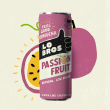 Lo Bros Kombucha Passionfruit Sparkling Refreshing Drink with Natura