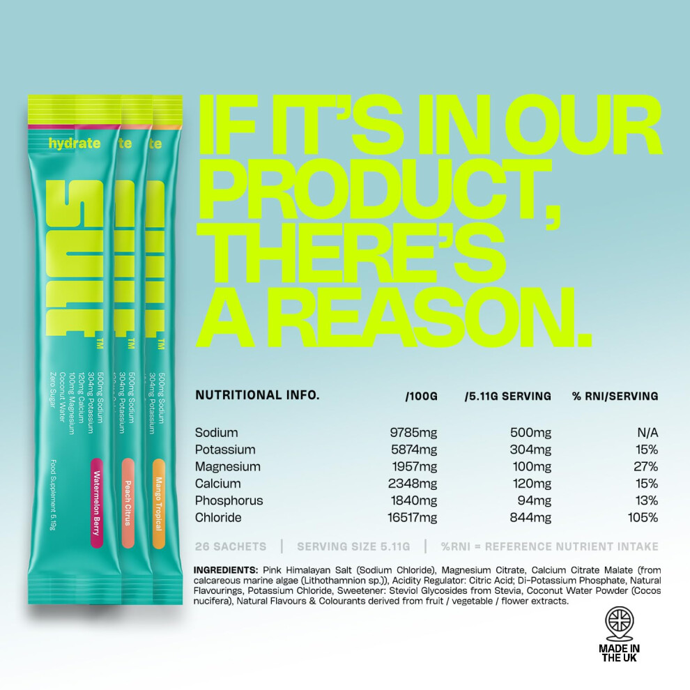 Sult Hydrate Electrolyte Sachets Variety Pack Zero Sugar 6 Electrol