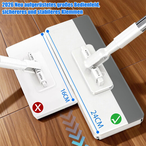 Multifunctional Lazy Mop with One Click Cloth Grip  HandsFree Flat Mop