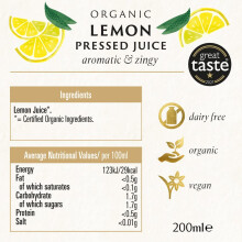 Biona Organic Lemon Juice 200ml Pack of 6 100 Natural Organic Ingredi