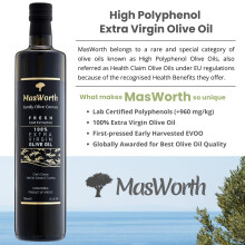 MasWorth Extra Virgin Olive Oil Large 750ml bottle Family Olive Groves