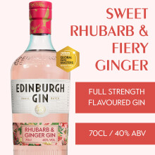 Edinburgh Gin Rhubarb Ginger Pink Gin 70cl 40 ABV Bold Sweet Rhubarb