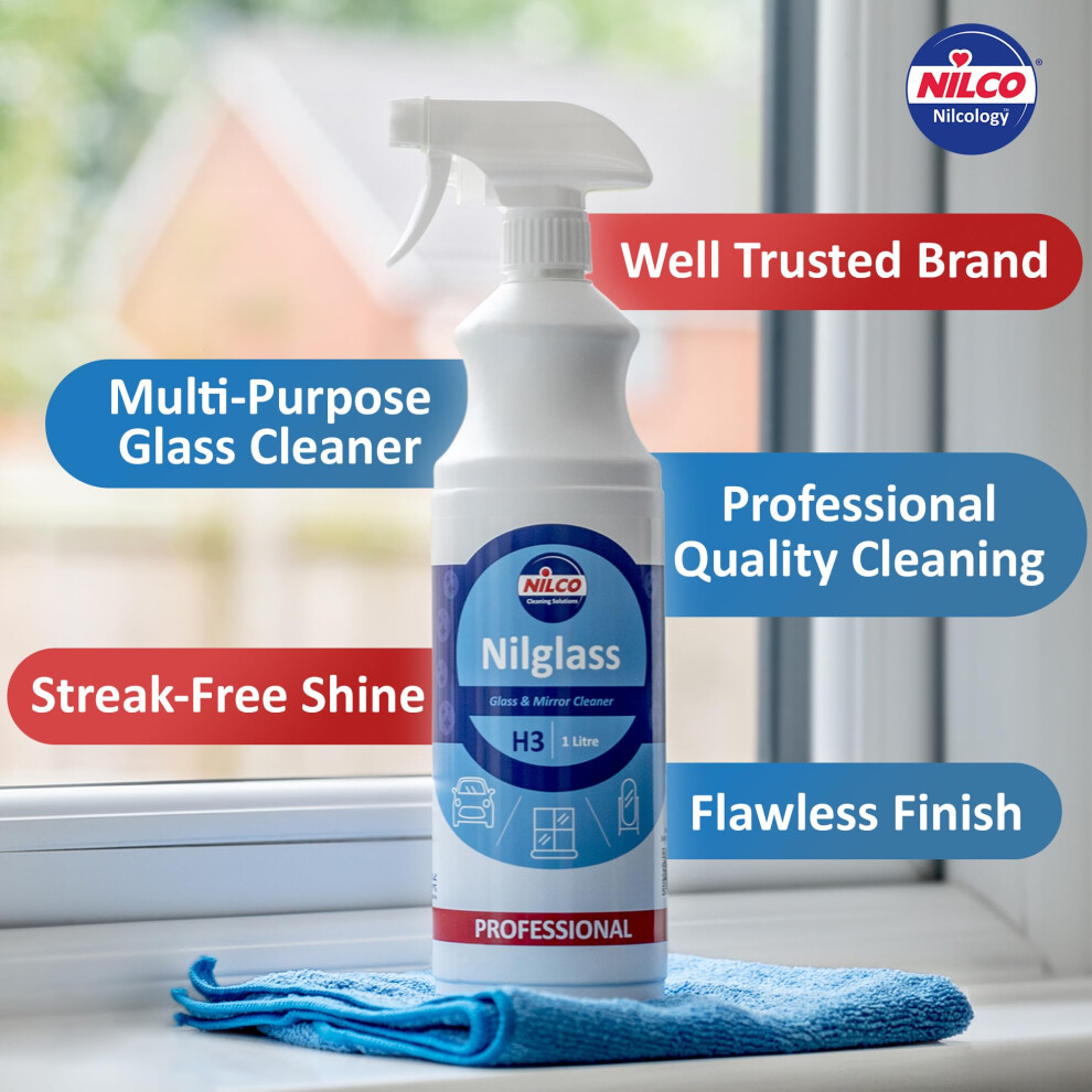 Nilco Set Of 2 Nilglass Professional H3 Glass Mirror Cleaner 1 Litre