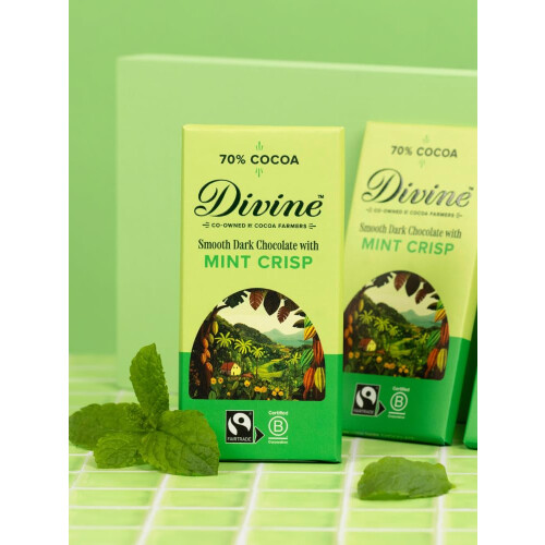 Divine 70% Cocoa Dark Chocolate w/ Mint Crisp 90g Bar 2