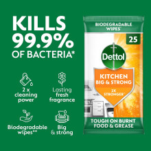 Dettol Big and Strong Kitchen and Bathroom Wipes 150 Wipes 25 x 6pck D