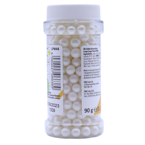 PME Large Sugar Pearls White 90 g 2