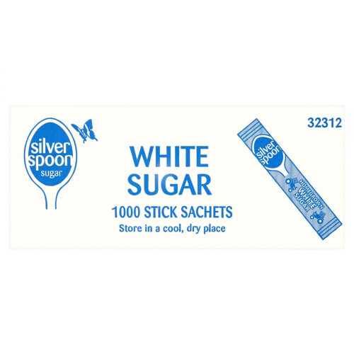 Silver Spoon White Sugar Stick Sachets – 1000  2g (Total 2kg) | Portion-Control 1