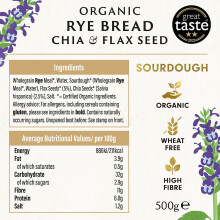 Biona Rye Chia and Flax Bread Organic 500g Pack of 7