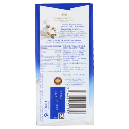 Lindt Lindt Classic Recipe Hazelnut – 100g Milk Chocolate with Hazelnut 1