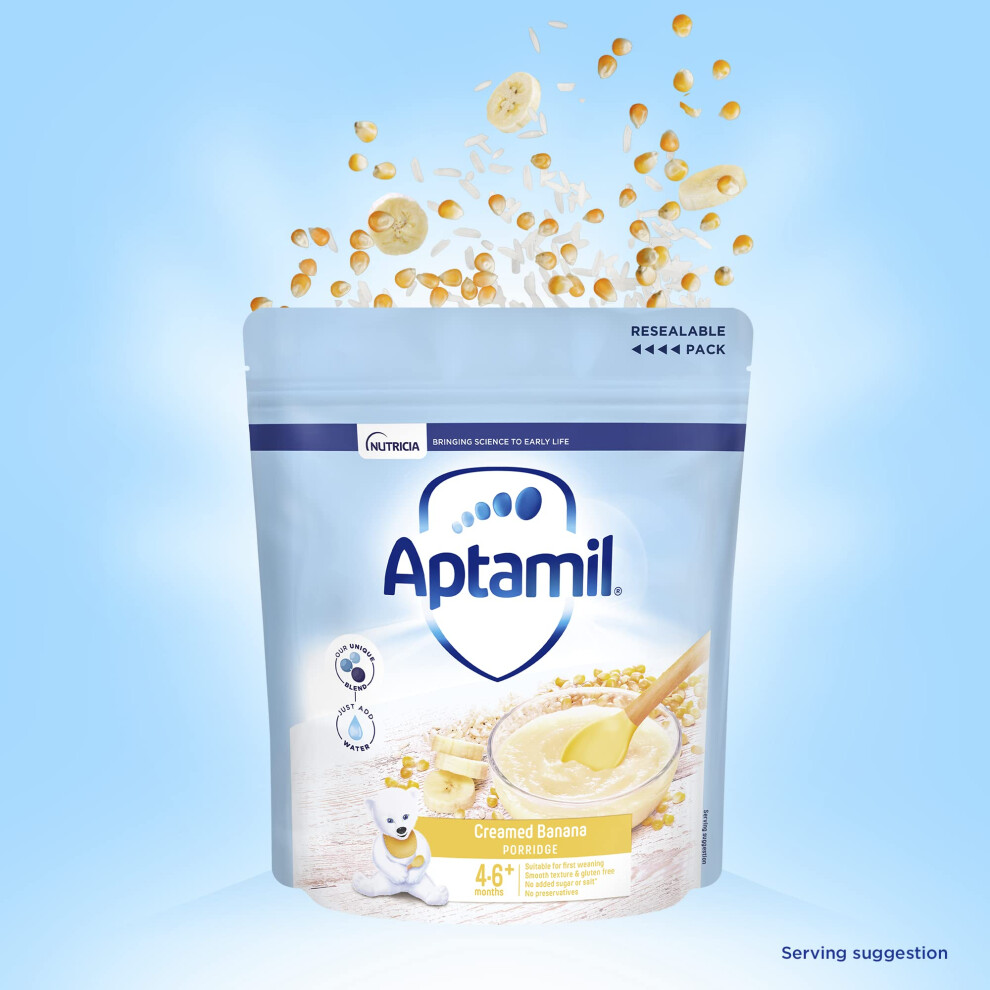 Aptamil Creamed Banana Porridge Baby Food Cereal 46 Months 125G Black