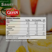 Gefen Unsweetened Apple Sauce No Added Sugar Natural 652g