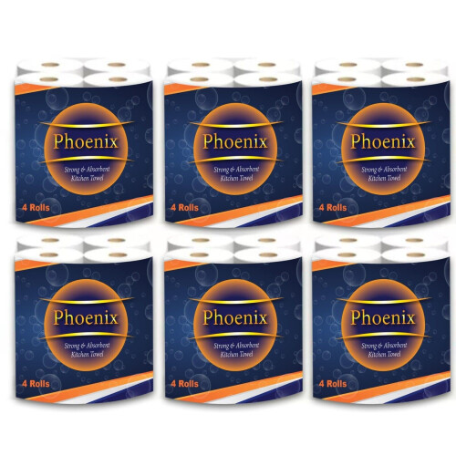 Phoenix Phoenix Kitchen Towel Rolls 2 Ply – 24 Pack  Super Absorbent Strong Mu