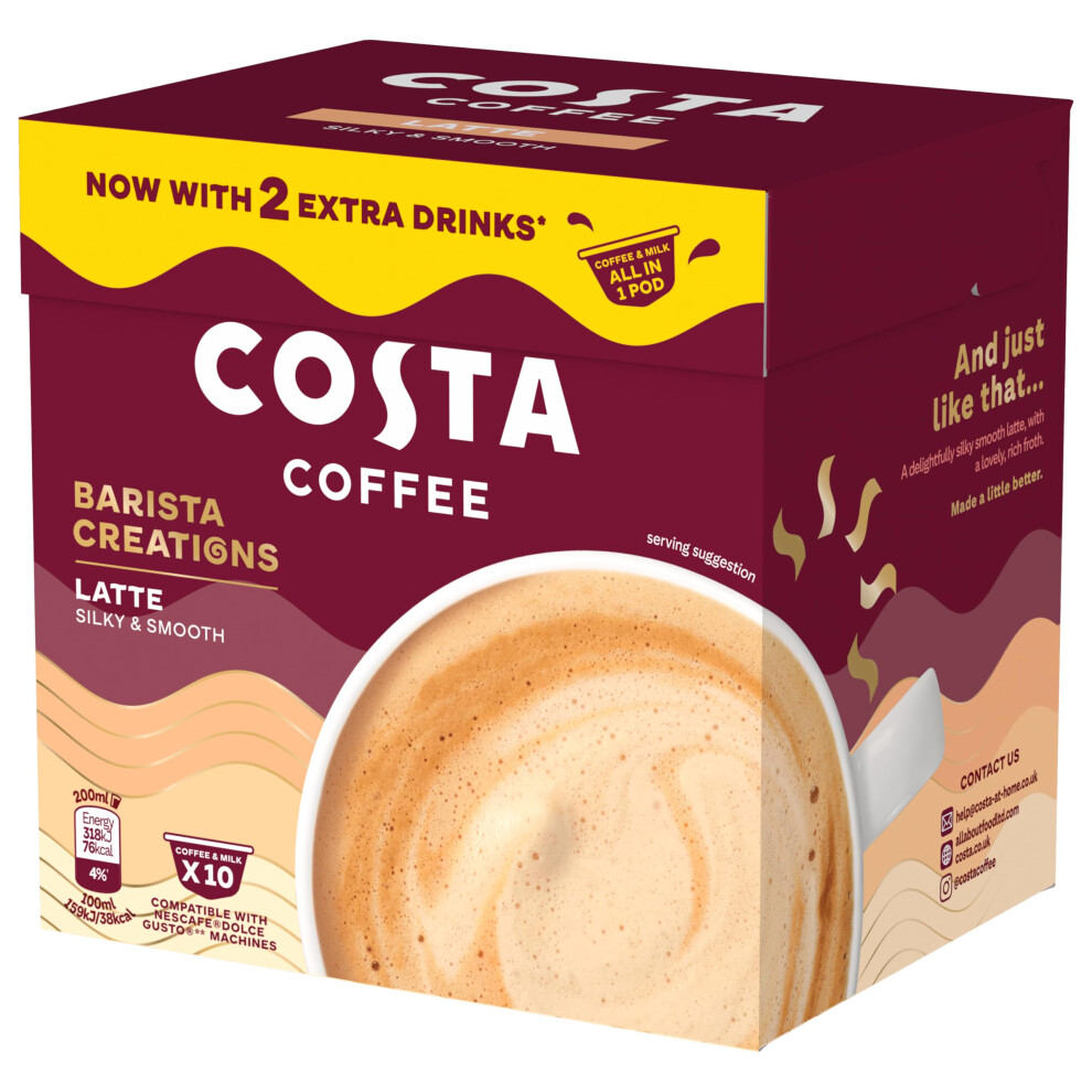 Costa Coffee Latte Pods 4 Packs Latte 10 Capsules