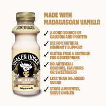 Shaken Udder Vanilla Milkshake8 x 330mlMade with Madagascan VanillaHig