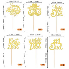 Xsstarmi 24 Pack Happy Fathers Day Cupcake Toppers Gold Glitter Worlds