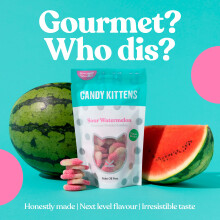Candy Kittens Vegan Sweets Sour Watermelon Vegan Treats with Fruit Ju