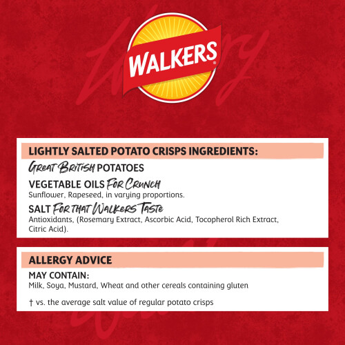 Walkers Walkers Lightly Salted Multipack Crisps 6x25g
