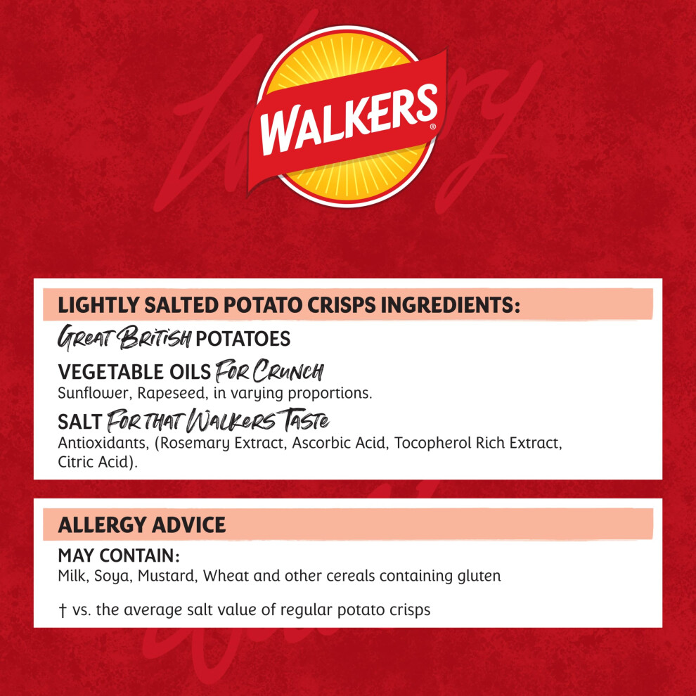 Walkers Lightly Salted Multipack Crisps 6X25g