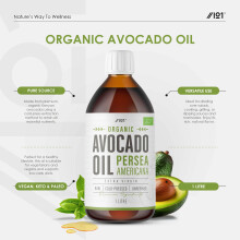Organic Avocado Oil 1 Litre Extra Virgin Cold Pressed Premium Avocad