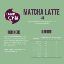 Drink Me Chai Signature Blends Matcha Latte 1kg Pack of 1 Just Add Mil