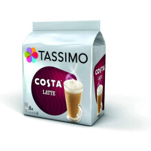 Tassimo Costa Latte Coffee Pods x8 Pack of 8 Total 128 Discs 64 Drinks