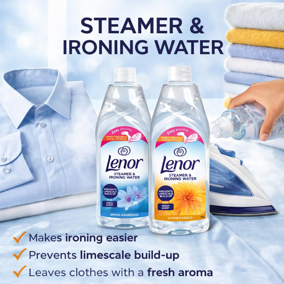 Lenor Steamer Ironing Water Bundle 2 X 1L Bottles Summer Breeze Srin