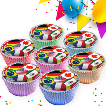 40 x PRE CUT WORLD CUP 2026 FOOTBALL FLAGS EDIBLE WAFER CARD RICE PAPE