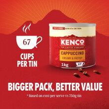 Kenco Cappuccino Instant Coffee 1kg Tin 1kg Pack of 1