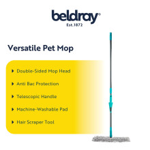 Beldray AntiBac Pet Plus Flat Mop – 2 In 1 Hard Floor Cleaner Sweep Fl