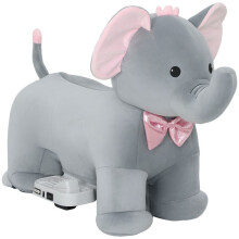 Éléphant électrique musical, batterie 6 V, toucher doux, roues silencieuses en PU, marche avant, gris