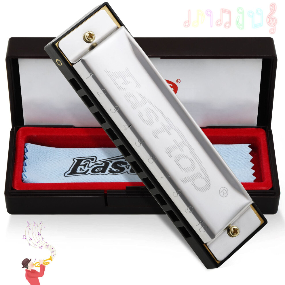 East Top Harmonica, Blues Diatonic Harmonica Key Of C 10 Holes 20 Tone