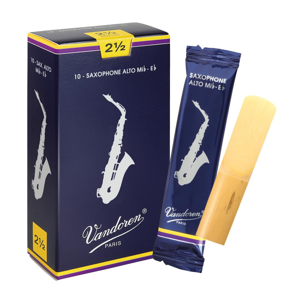 Vandoren Traditional Alto Saxophone Reeds – Box Of 10 – Strength 2.5
