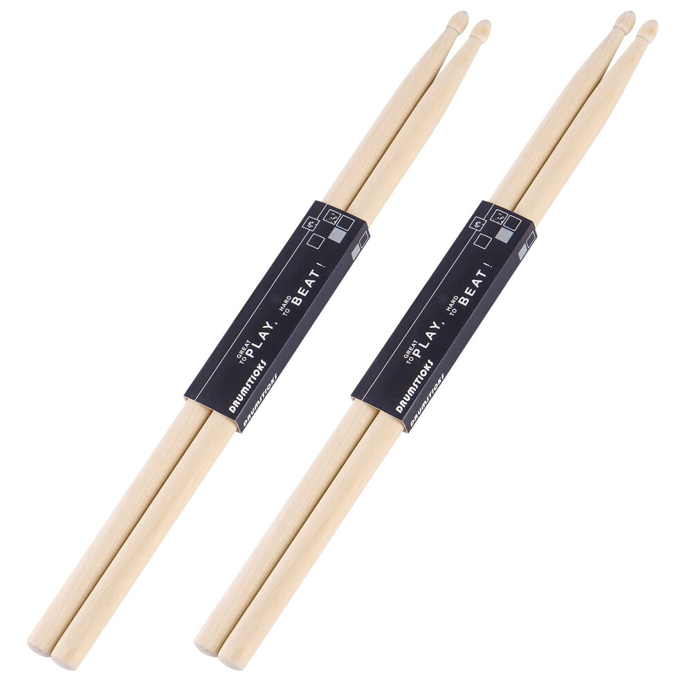 Aopoy 2 Pairs Drum Sticks 5A, Classic Maple Wood Drumsticks, Wood Tip
