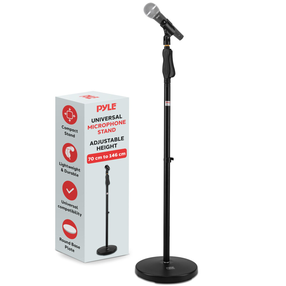 Pyle Mic Stand Microphone Holder – Adjustable Round Base Floor Stand W