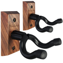 Guitar Wall Mount 2 Pack, Black Walnut Wood Guitar Hanger, U-Shaped Guitar Wall Hanger Mount, Guitar Holder Hook Stand Wall for Acoustic, Electric Gu