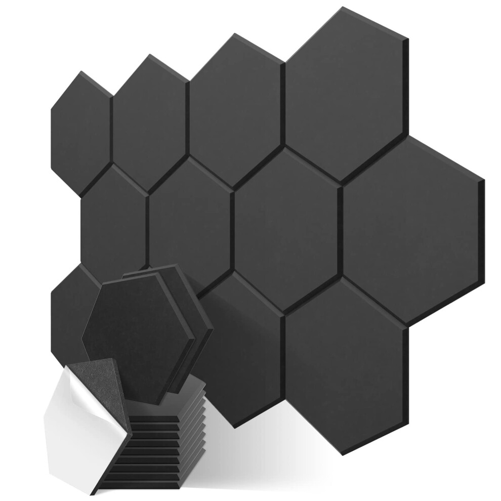 Jber 12 Pack Hexagon Acoustic Panels Beveled Edge Sound Proof Foam Pan