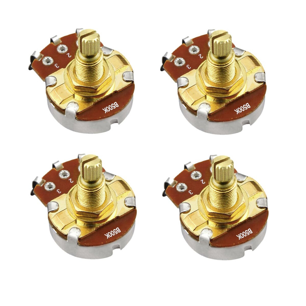 Fleor 4Pcs Full Size B500k Linear Taper Potentiometer Guitar Tone Volu