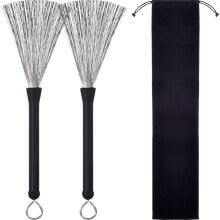 1 Pair Drum Brushes Retractable Wire Brushes Drums Drum Sticks Brush with Comfortable Rubber Handles