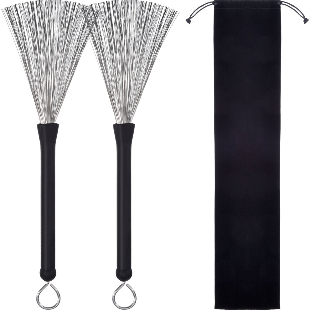 Pangda 1 Pair Drum Brushes Retractable Wire Brushes Drums Drum Sticks Brush W