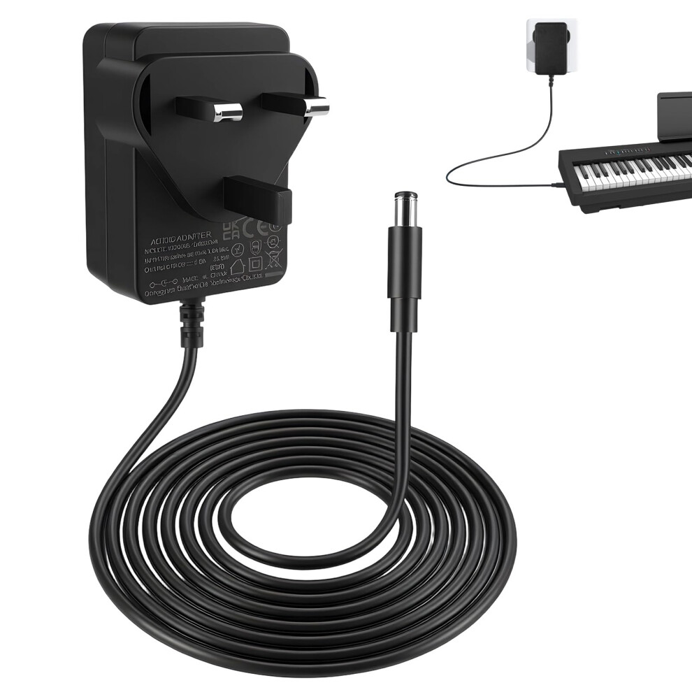 Draymora 12V Power Adapter For Yamaha Keyboard Dc/Ac 12V 2A Power Supply Charge
