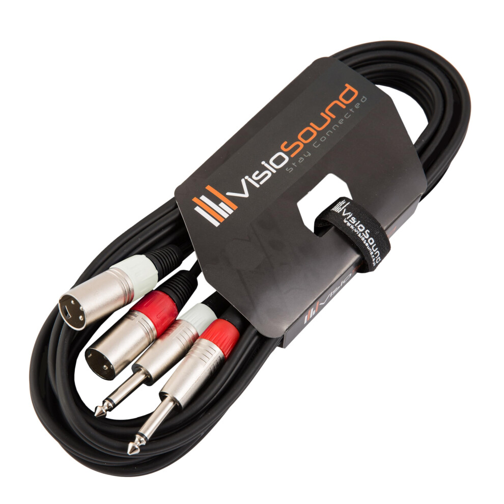 Visiosound 2 X Male Xlr To 2 X 6.35Mm 1/4" Mono Jack Twin Lead/Audio S