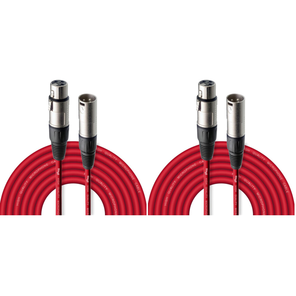 Stagg Smc6 Crd 6 M Xlr To Xlr Microphone Cable - Red (Pack Of 2)