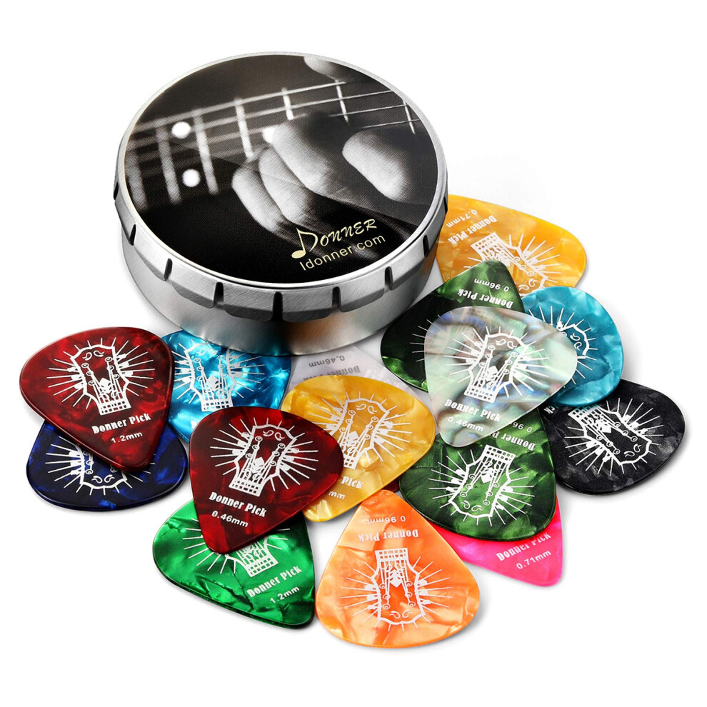 Donner Celluloid Guitar Picks, 16Pcs Guitar Plectrum Including Thin, M