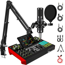 HoHooG Podcast Equipment Bundle with 3.5mm Condenser Boom Mic(P15) for