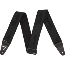 Fender WeighLess Running Logo Guitar Strap, 2in, Black/Black